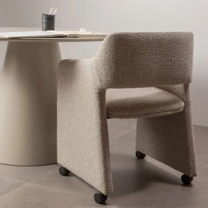 Woood Lyric eetkamerstoel met wielen - greige