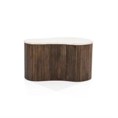 Organische salontafel Mari - 70x47x38 cm - Mango hout & travertin