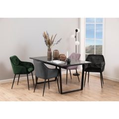 Nøra Morgan rechthoekige eettafel 160x90x74 cm | zwart metaal onderstel | zwart marmer melamine