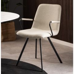 Nøra Roan armstoel | zwart metaal onderstel | stof Basel