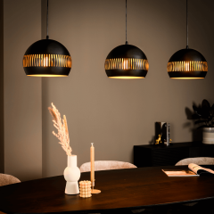 Janelle hanglamp 3L 140 cm bol zwart van het woonmerk Vurna