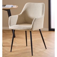 Nøra Lola armstoel | zwart metaal onderstel | stof Basel