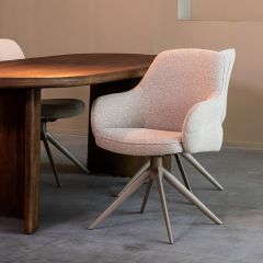 Eetkamerstoel Bern 61x66x91 cm - naturel bouclé | taupe metaal