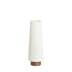 Howie tafellamp Ø15x42 cm hout print - donkerbruin+crème