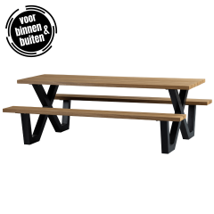 Tablo outdoor picknicktafel naturel met X-poot metaal