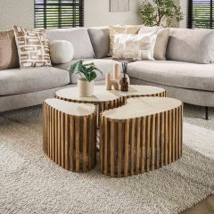 Nellie salontafel set van 3 niervormig - zand
