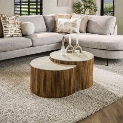 Eshal salontafel set van 2 halfrond - zand