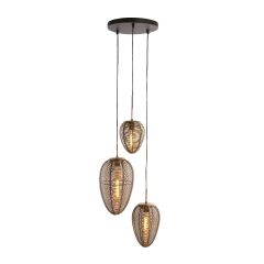 Yaelle hanglamp 3L Ø36x97 cm - antiek brons/mat zwart - OUTLET B