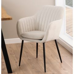 Nøra Lior armstoel | zwart metaal onderstel | stof Enjoy - zand