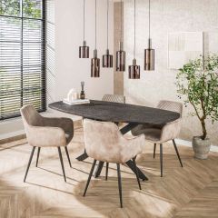 Lazio eettafel deens ovaal 180 cm - donkergrijs