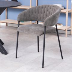 Eira armstoel | zwart metaal onderstel | stof Danny - donkergrijs
