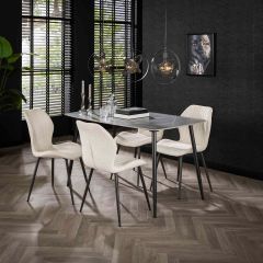 Susan eettafel 140 cm - keramiek lichtgrijs