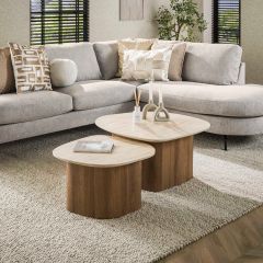 Fintan salontafel set van 2 - keramiek travertine