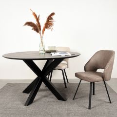 Lewis eetkamerstoel draaibaar micro suède taupe van woonmerk Label51.
