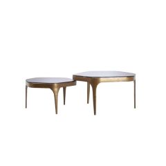 Avi salontafel set van 2 glas - smoke+antiek brons