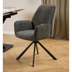 Nøra Linsa draaibare armstoel | zwart metaal onderstel | stof Apia