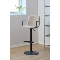 Nøra Ward verstelbare barstoel | zwart metaal onderstel | stof Caso - beige