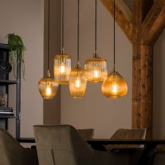 Elize hanglamp gestreept glas 5L van het woonmerk Fraaai