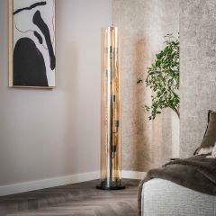 Flores vloerlamp 5L tube amber glas - artic zwart