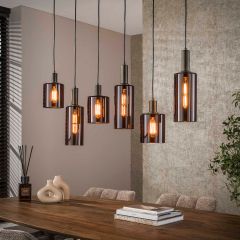 Lucien hanglamp 6-lichts - sienna bruin