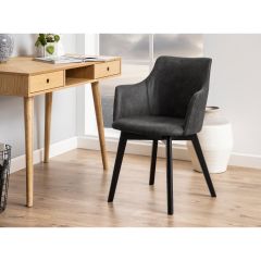 Freja armstoel | zwart metaal onderstel | stof Preston - antraciet