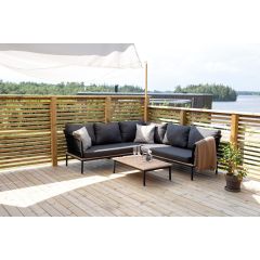 Omarion loungest met hoekbank en tafel - zwart