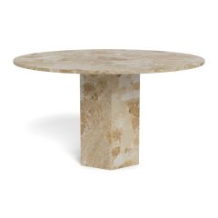 Nøra Maricela ronde eettafel Ø130x75 cm | gelakt marmer - bruin