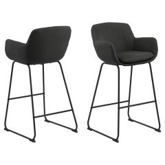 Nøra Lorraine barstoel | zwart metaal onderstel | stof Town - donkergrijs