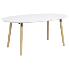Nøra Rebekah ovale uitschuiftafel 170/270x100x74 cm | rubberhout wit | wit PU-gelakt MDF