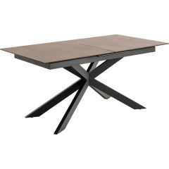 Nøra Renee rechthoekige uitschuiftafel 168/210x90x76 cm | zwart metaal onderstel | ruw keramiek