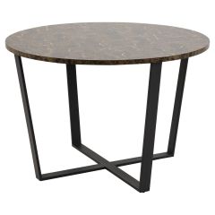 Nøra Morgan ronde eettafel Ø110x75 cm | zwart metaal onderstel | marmer melamine