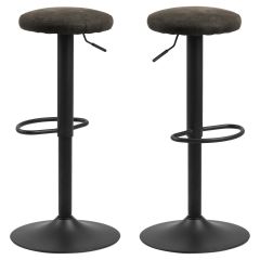 Nøra Denise verstelbare barstoel | zwart metaal onderstel | stof Preston - antraciet