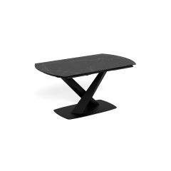 Nøra Shelton ovale uitschuiftafel 160/240x90x77 cm | zwart metaal onderstel | ruw keramiek