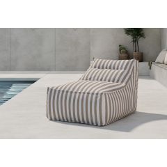 Liam loungepoef - wit/beige gestreept