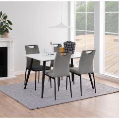 Nøra Fina eetkamerstoel | zwart metaal onderstel | stof Dublin - donkergrijs