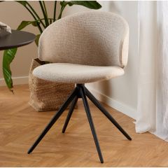 Nøra Modu draaistoel | zwart metaal onderstel | stof Basel - beige