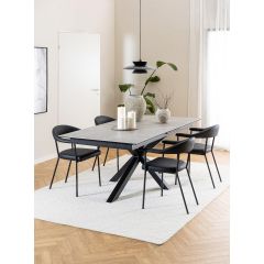 Havn armstoel | zwart metaal onderstel | PU leer - zwart