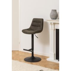 Nøra Crosby verstelbare barstoel | zwart metaal onderstel | stof Preston - antraciet