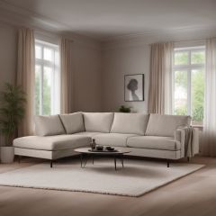 Norris 3-zits hoekbank links stof - beige