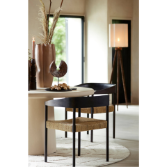 Delmar fauteuil - hout donker bruin + zeegras