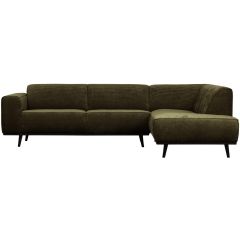 Hoekbank Statement Rechts Brede Platte Rib Warm Groen