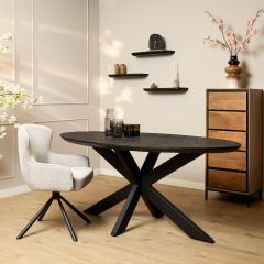 Eettafel Brandy ovaal 160 cm - zwart