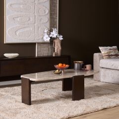 Starfurn Bijzettafel Silva 130 cm - donkerbruin/marmer