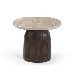 Bijzettafel Noel 60 cm - donkerbruin/marmer