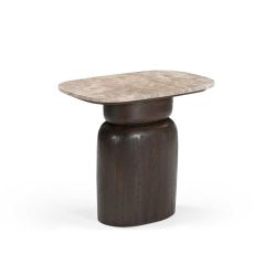 Bijzettafel Silva 56 cm - donkerbruin/marmer