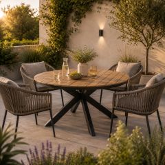 Arezzo tuintafel rond polywood teaklook 150 cm van het woonmerk Les