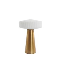 Light & Living Pleat tafellamp Ø30x45 cm - glas mat wit/goud