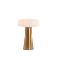 Light & Living Pleat tafellamp Ø30x45 cm - glas mat wit/goud