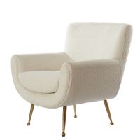 Light & Living Vinstra fauteuil bouclé wit/goud