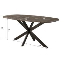 Fraaai Alfa eettafel Deens ovaal 180 cm - brons